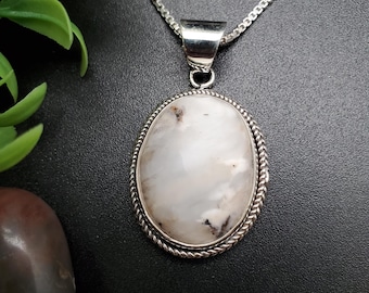 SFH #93 | Unique White Buffalo Stone Necklace Pendant With Silver