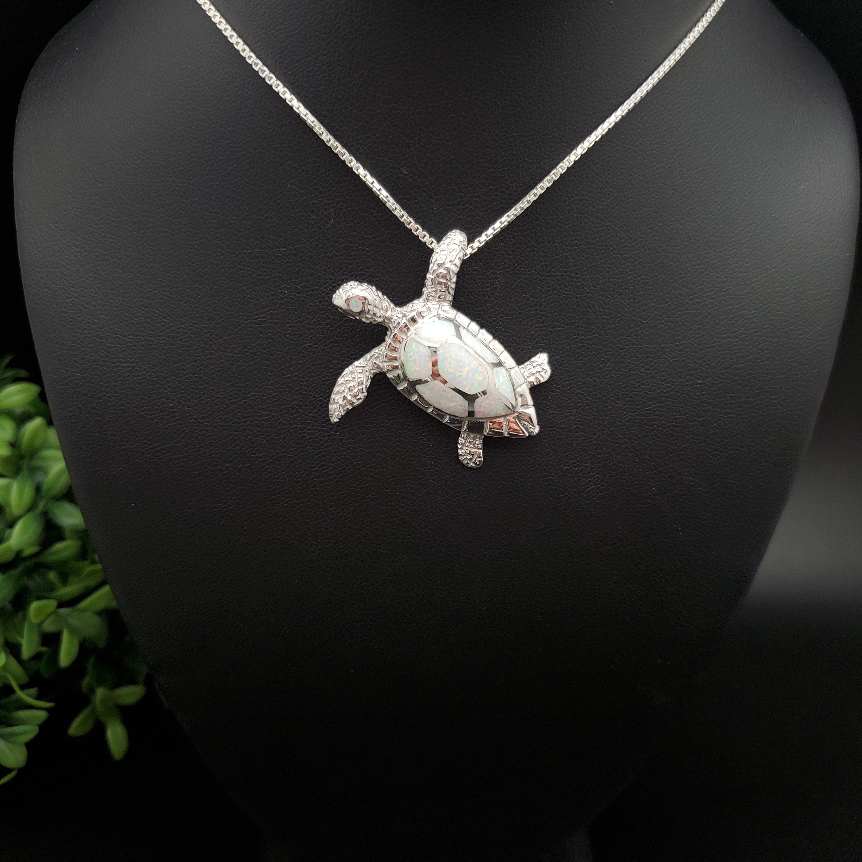 Collier Pendentif Tortue En Argent - Bijou Mode Femme, Opale Feu, Neuf Sans Emballage