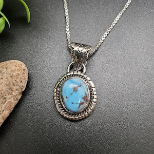 PLNT#311 | Unique Golden Hill Turquoise Necklace Pendant Options A Silver Chain Necklace | Sterling Silver Rare Turquoise Necklace Pendant