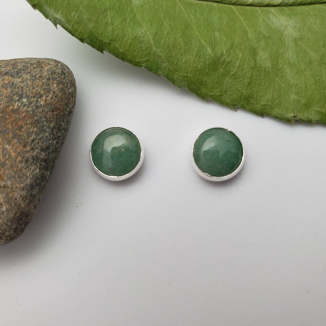 •CREST• aventurine + gold stud earrings