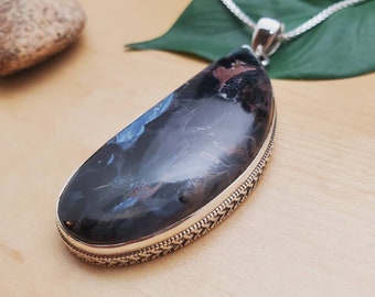 Beautiful #05 Pietersite Necklace Pendant With Silver Chain Necklace | Pietersite Pendant | Sterling Silver Big Pietersite Gemstone Necklace