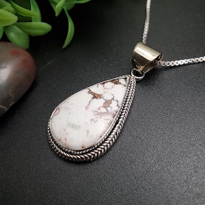 SFH #117 | Unique Wild Horse Necklace Pendant Options Silver Chain Necklace | Big Sterling Silver Wild Horse Turquoise Necklace Pendant