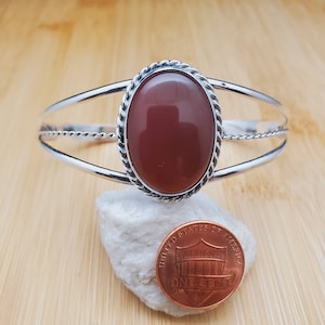 925ForHer Dainty Red Carnelian Bracelet Cuff | Sterling Silver Carnelian Bracelet  | Red Carnelian Southwest Cuff Bracelet | Simple Bracelet
