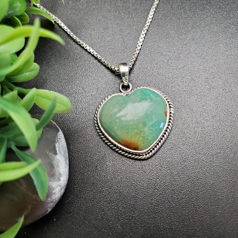 SFH #177 | Lovely Heart Turquoise Necklace Pendant Options Silver Chain ...