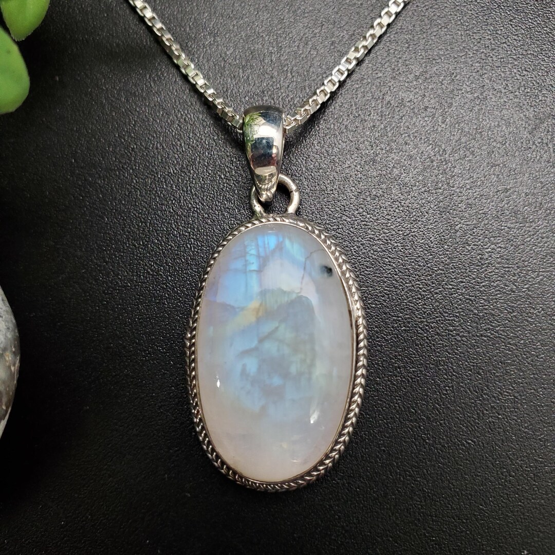 SFH #201 | Rainbow Moonstone Necklace Pendant Option Silver Chain