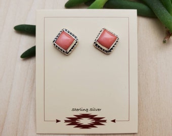 925ForHer 6mm Pink Bamboo Coral Earrings | Genuine Pink Coral Studs in Sterling Silver | Pink Studs with Twist Wire | Minimalist Studs