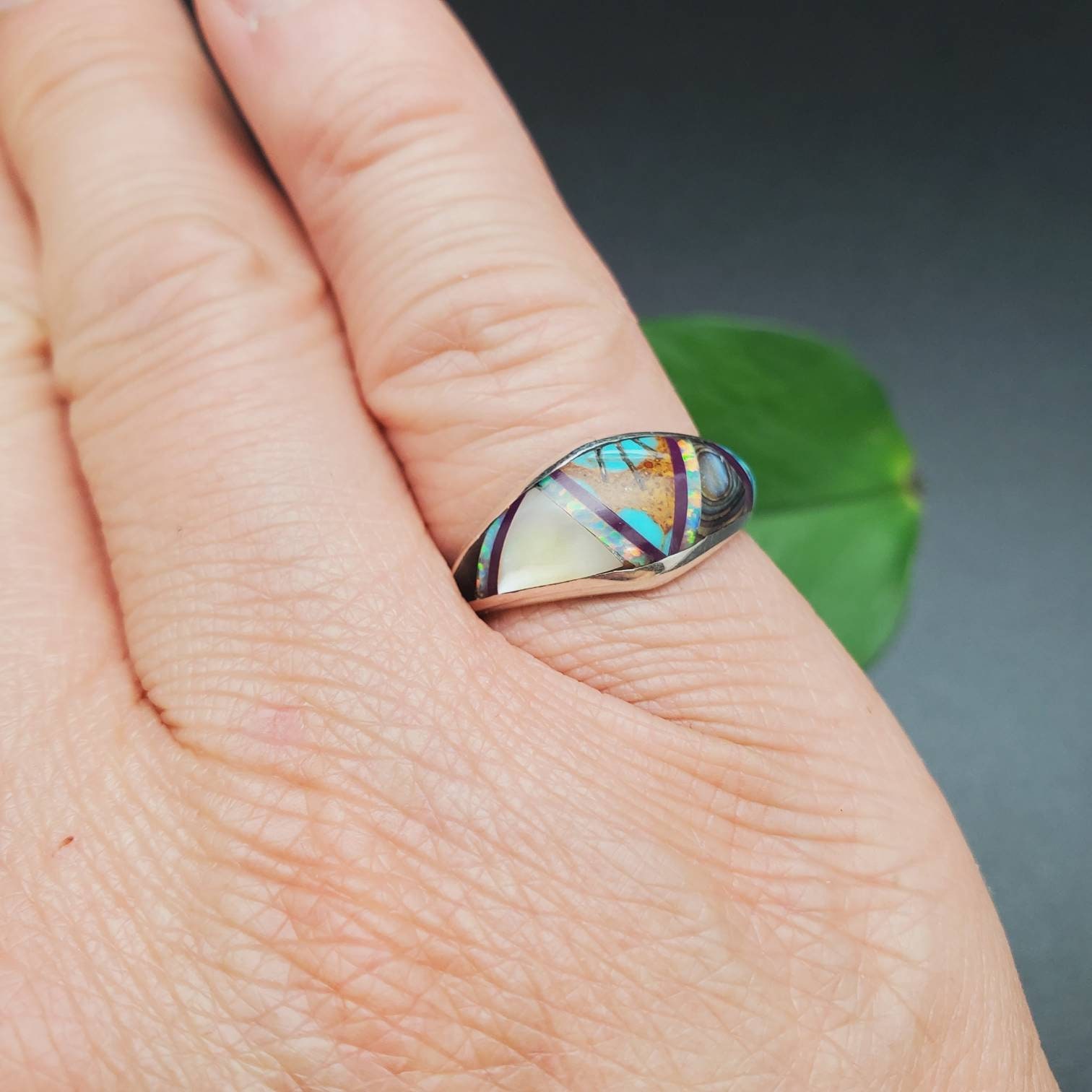 Inlay Ring #464 | Lovely Multicolor Inlay Southwest Ring | Sterling ...