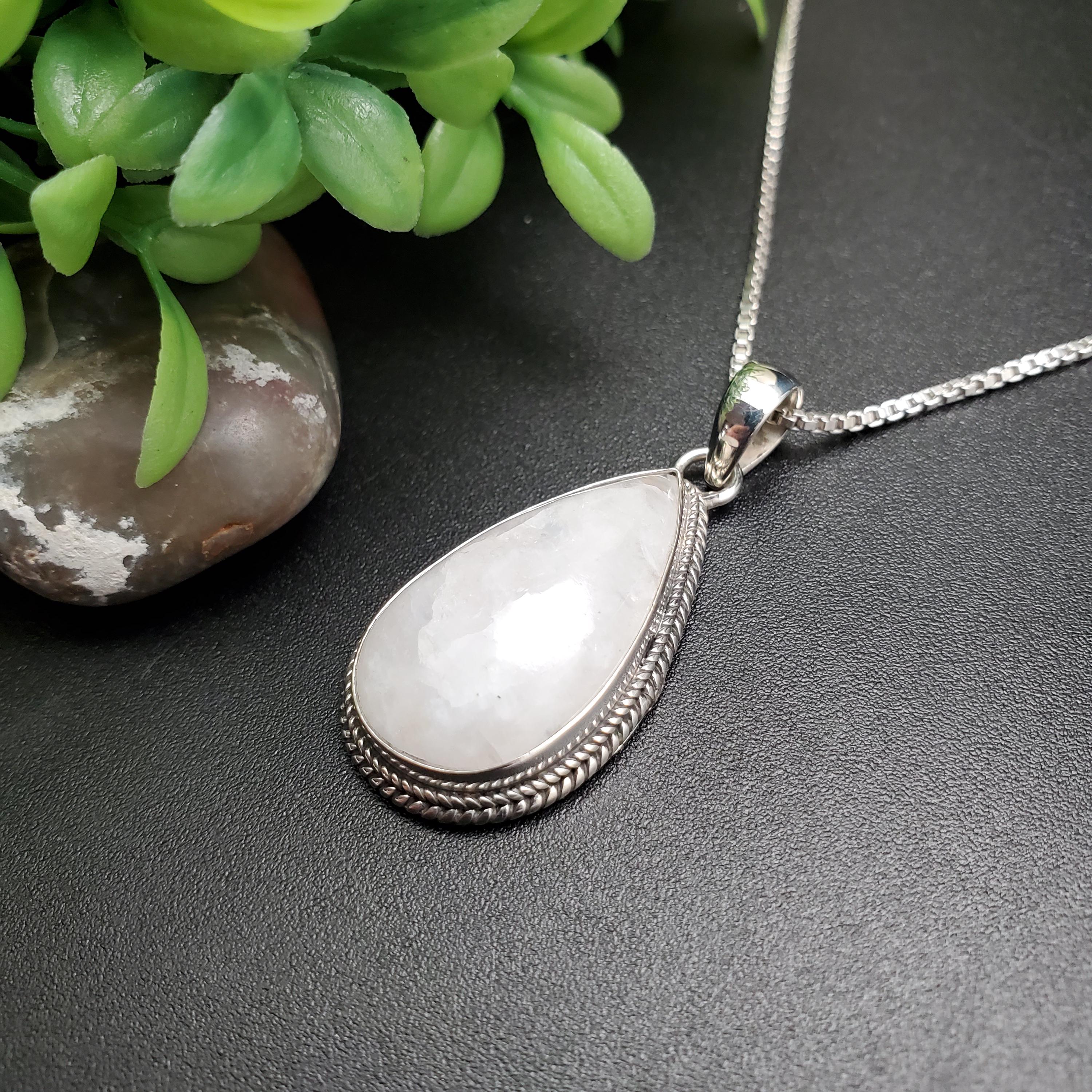 SFH #184 | Rainbow Moonstone Necklace Pendant Option Silver Chain