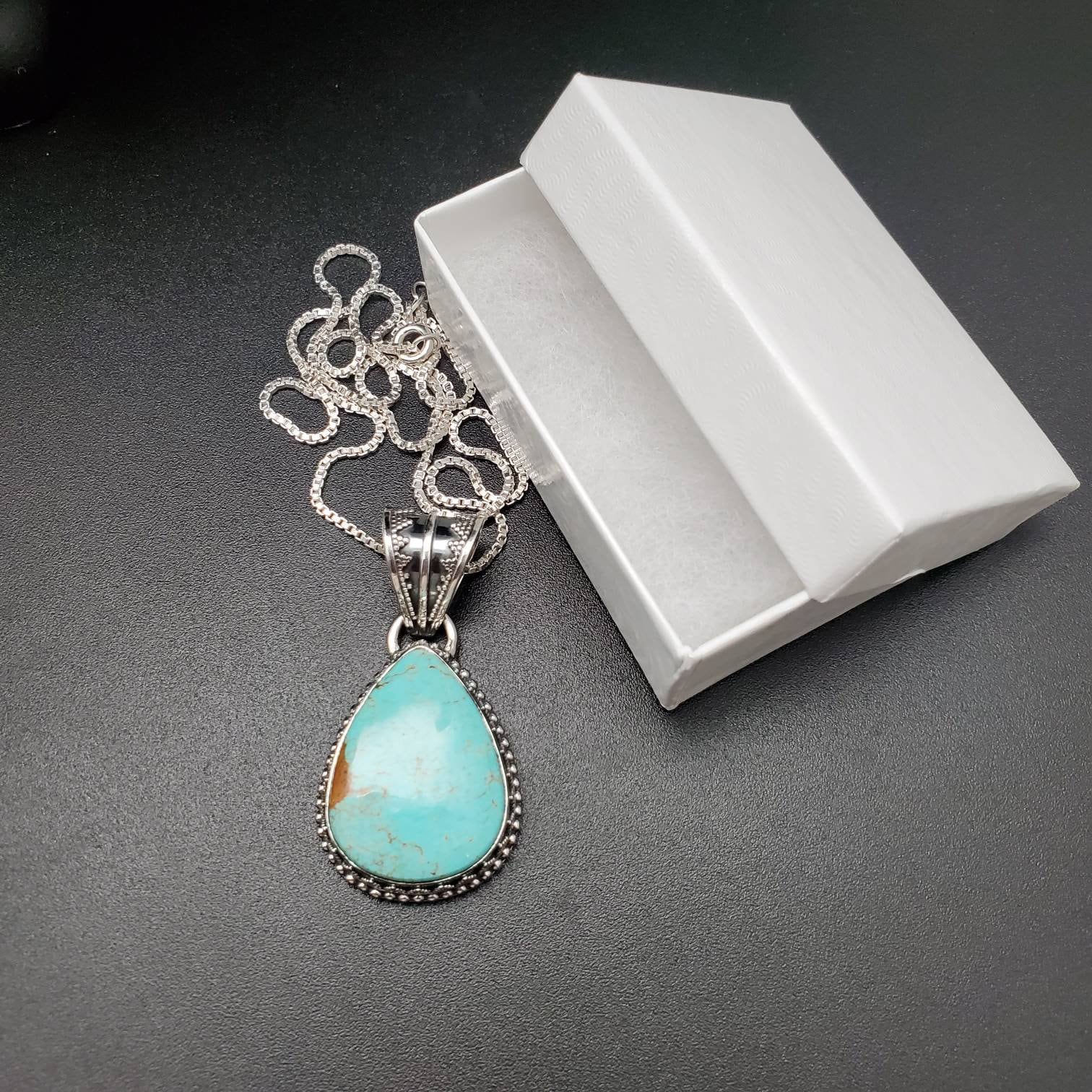 PLNT#139 | Unique Turquoise Necklace Pendant With Silver