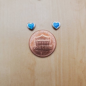 925ForHer Dainty Heart Post Earrings | Opal Heart Stud Earrings | Sterling Silver Opal Inlay Heart Earrings | Small Heart Studs | Opal Inlay