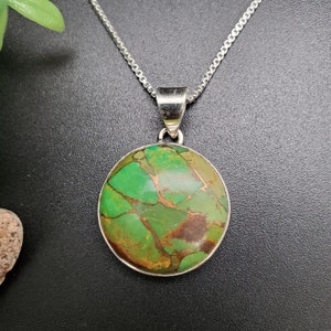 PLNT#320 | Mohave Copper Green Turquoise Necklace Pendant Options Silver Chain Necklace | Sterling Silver Green Turquoise Necklace Pendant