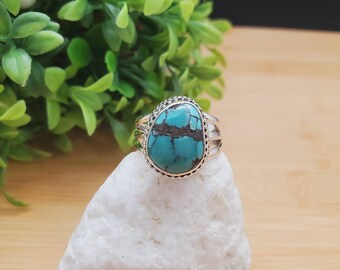 PLNT#235 | Big Turquoise Ring Size 10 | Sterling Silver Turquoise Ring | Handmade Turquoise Ring For Her | Southwestern Jewelry | Everyday