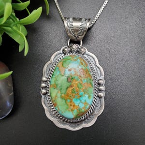 PLNT#290 | Unique Sonoran Green Turquoise Necklace Pendant Options Silver Chain Necklace | Sterling Silver Green Turquoise Necklace Pendant