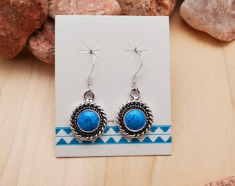 Dainty Blue Denim Dangle Earrings | Denim Blue Lapis Dangle Earrings | Sterling Silver Denim Blue Lapis Earrings | Southwestern Jewelry