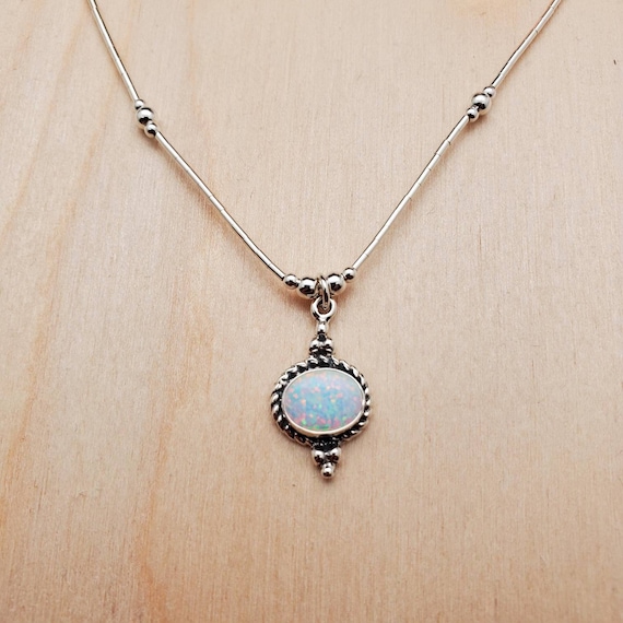 925ForHer ホワイトオパールペンダントネックレス（リキッドシルバー 