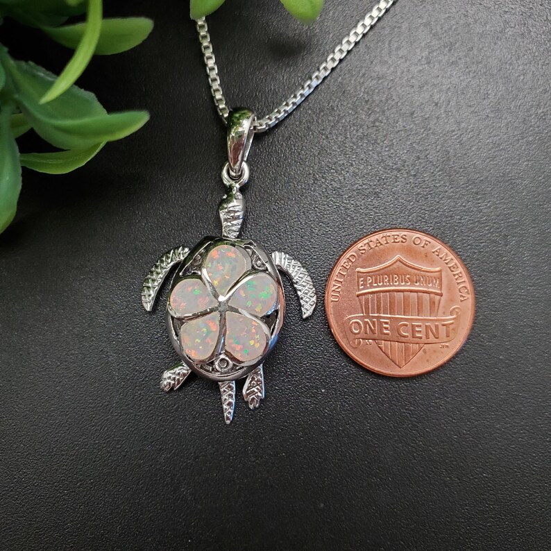 Sea Turtle Inlay TULU #196 | Big White Opal Inlay Sea Turtle Necklace Pendant With ...