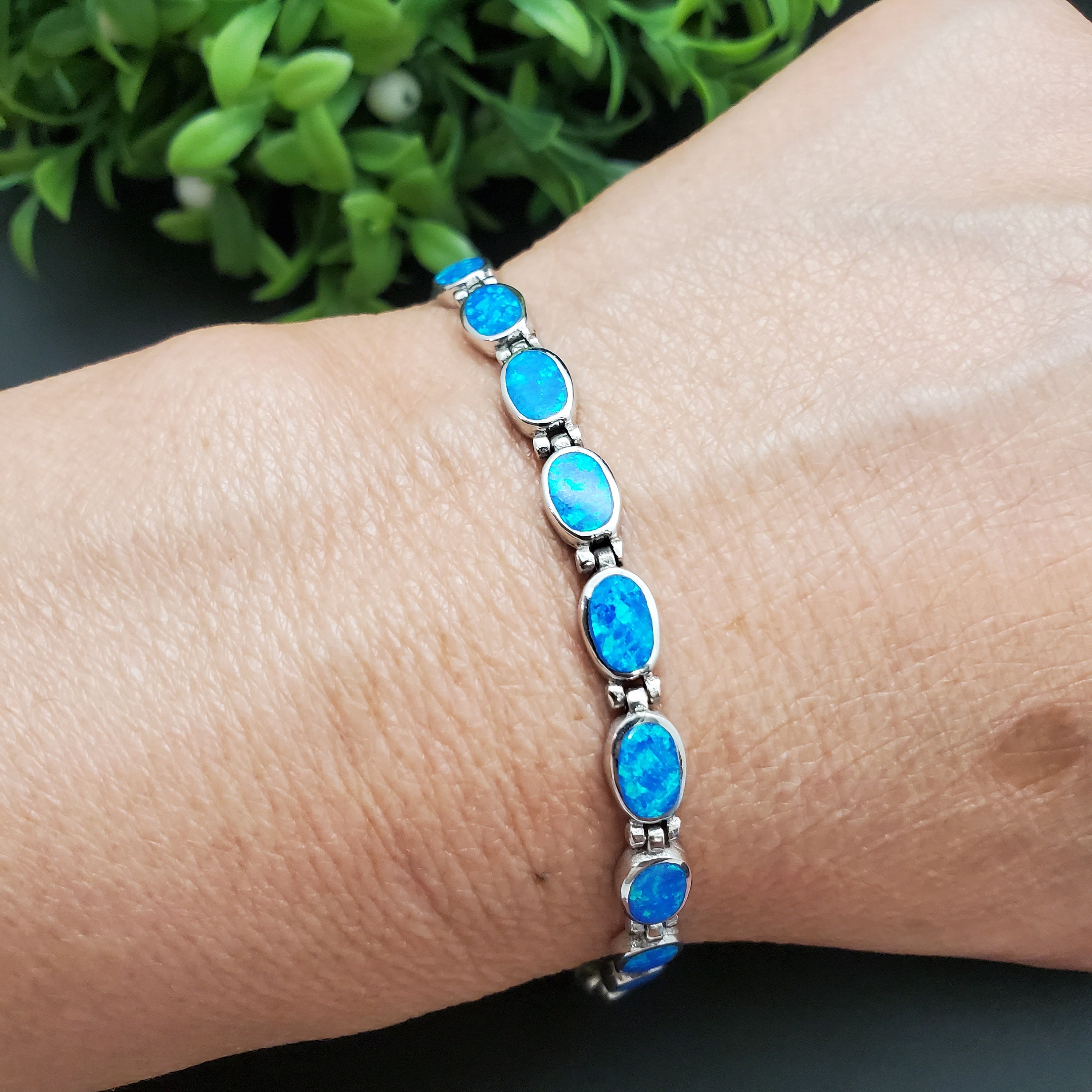 SAM #28 | ブルーオパールインレイリンクブレスレット 7 2/3 インチ