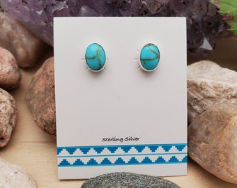 925 Boucles d'oreilles ForHer Kingman turquoise | Boucles d'oreilles en argent sterling turquoise | Bijoux turquoise du sud-ouest | Boucles d'oreilles fines turquoises