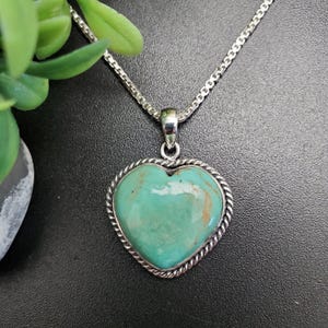 SFH #174 | Lovely Heart Turquoise Necklace Pendant Options Silver Chain | Sterling Silver Turquoise Pendant | Heart Shape Pendant For Her