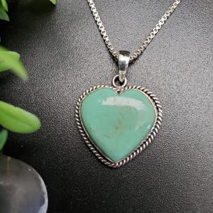 SFH #175 | Lovely Heart Turquoise Necklace Pendant Options Silver Chain | Sterling Silver Turquoise Pendant | Heart Shape Pendant For Her