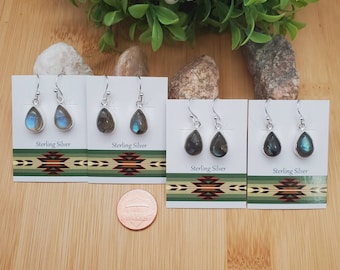 SVE#76 | Zierliche Labradorit Ohrringe | Sterling Silber Labradorit Ohrringe | Schöne Tropfen Ohrringe | Heilender Labradorit Schmuck