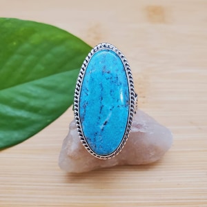 RR-01 | Sterling Silver Turquoise Ring Size 7.0 US | Southwest Ring | Silver Ring | Dainty Blue Stone Ring | Statement Ring | Gift For Her