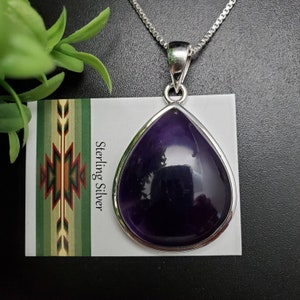 PLNT#203 | Unique Purple Amethyst Necklace Pendant With Silver Chain Necklace | Big 12mm Bail Sterling Silver Amethyst Pendant Necklace