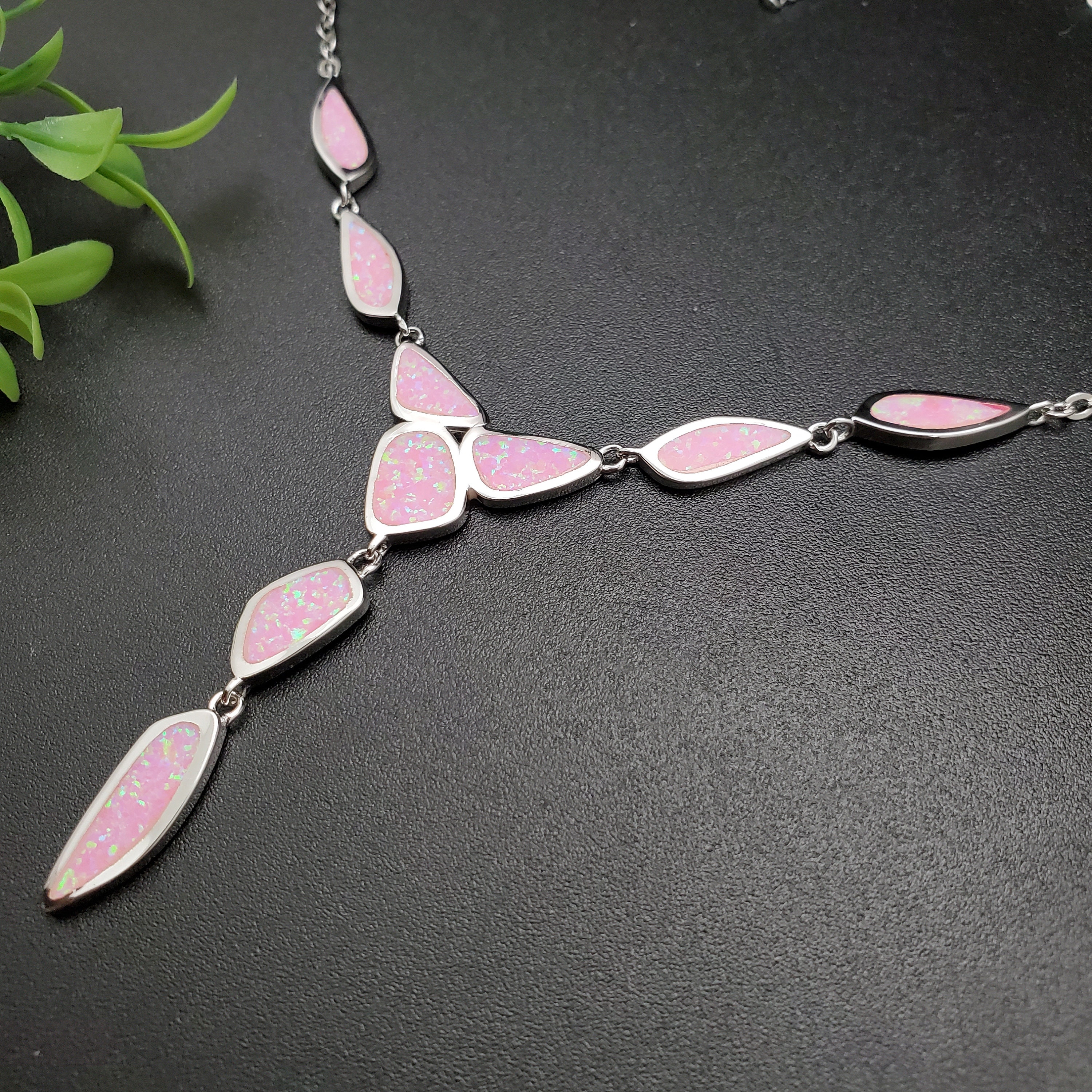 TULU #120 | インレイピンクオパールクラスターネックレスペンダント