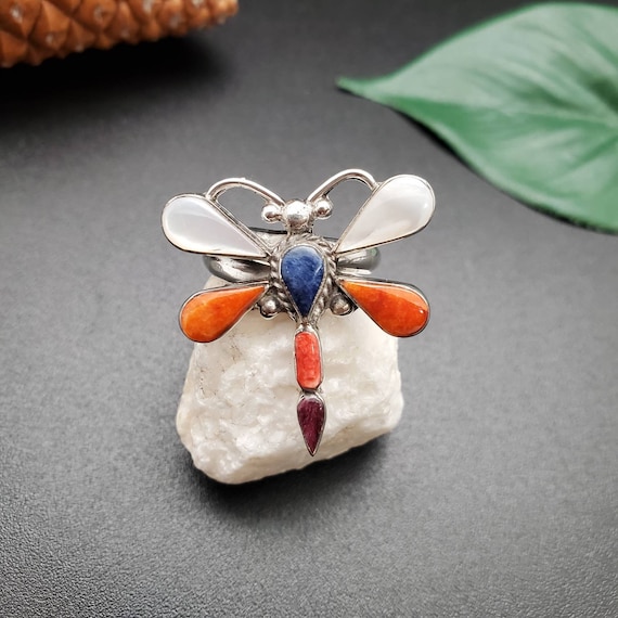 Sterling Silver Ring - Dragonfly with Inlay Sterling Silver Ring - Dragonfly with Inlay