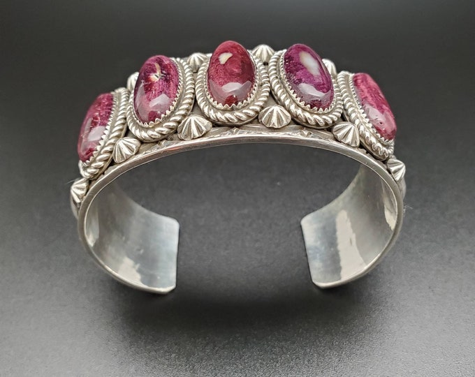 925forher Big Purple Spiny Oyster Bracelet Cuff Sterling Silver Purple