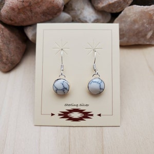 925ForHer White Buffalo Turquoise Earrings | Sterling Silver Simple White Dangle Earrings | Minimalist Turquoise Earrings | Gift For Her