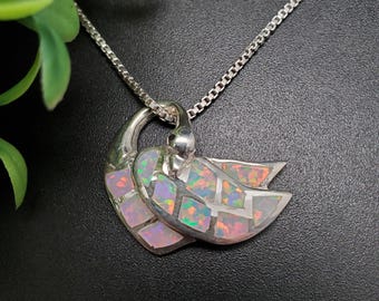 SFH #275 | White Opal Swan Necklace Pendant Options With Silver Chain | Sterling Silver White Opal Swan Pendant | Southwestern Jewelry