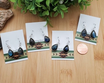 SVE#77 | Zierliche Labradorit Ohrringe | Sterling Silber Labradorit Ohrringe | Schöne Tropfen Ohrringe | Heilender Labradorit Schmuck