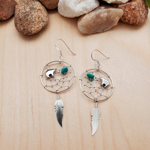 Amazon.com: Bling Jewelry Western Boho Turquoise Accent Native American  Indian Feathers Leaf Dream Catcher Pendant Necklace For Women Teens  Oxidized .925 Sterling Silver: Pendant Necklaces: Clothing, Shoes & Jewelry