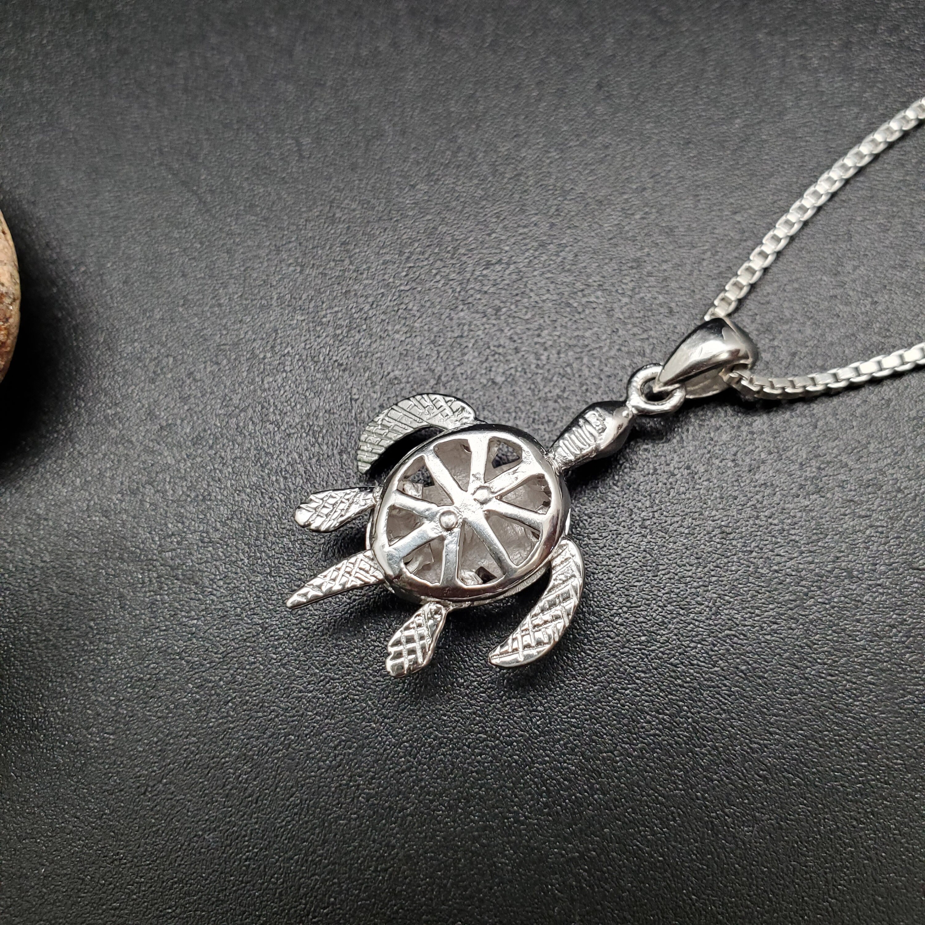 Sea Turtle Inlay TULU #92 | Big Blue Opal Inlay Sea Turtle Necklace Pendant With Silver ...