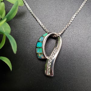 SFH #278 | Unique Fire Opal, CZ Necklace Pendant Option With Silver Chain | Sterling Silver Gemstone Multicolor Pendant | Opal Inlay Pendant