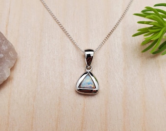 925ForHer White Opal Pendant Necklace With Silver Chain 16" | Sterling Silver White Opal Necklace | Fire Opal Jewelry | Made in USA