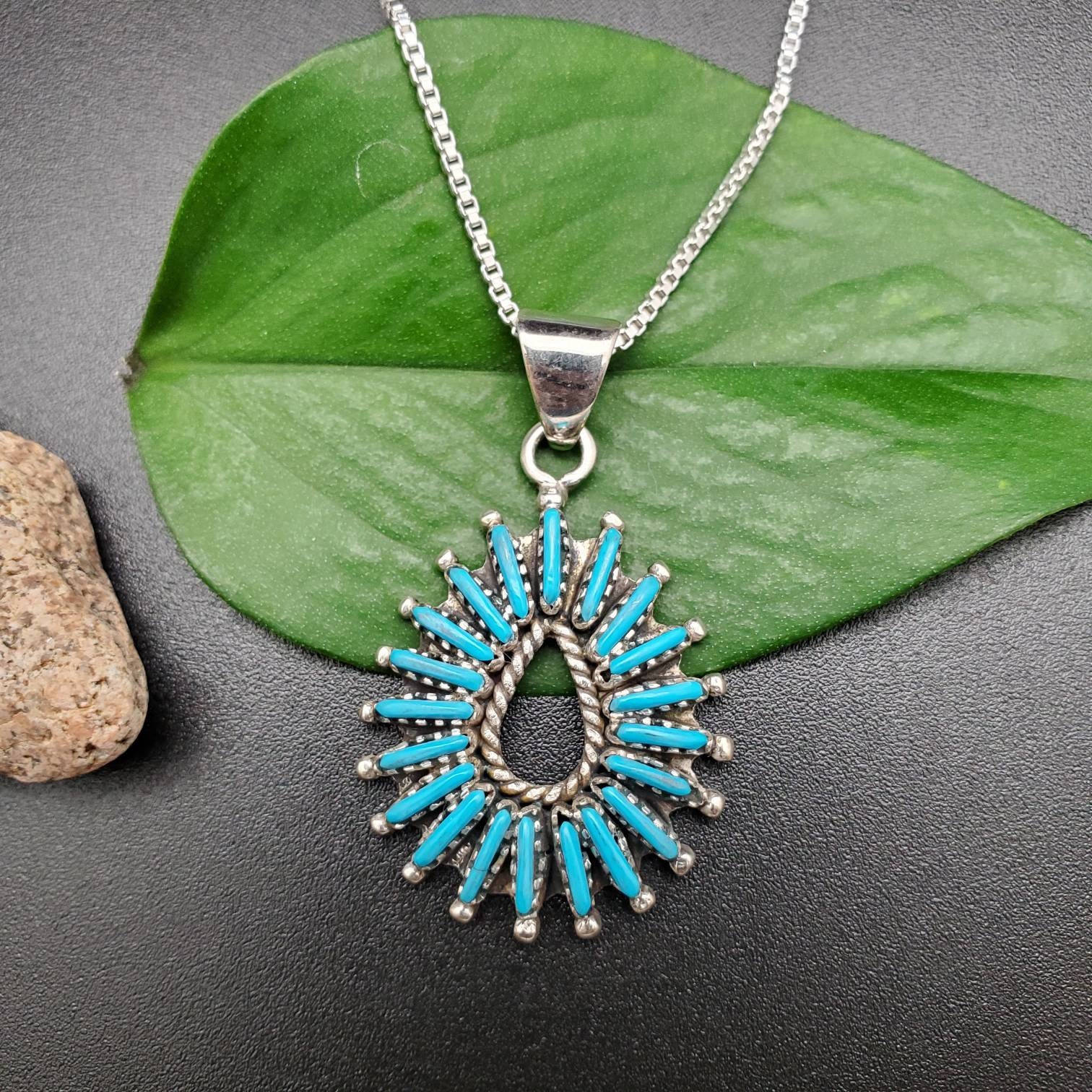 petit turquoise付き silver chain necklace