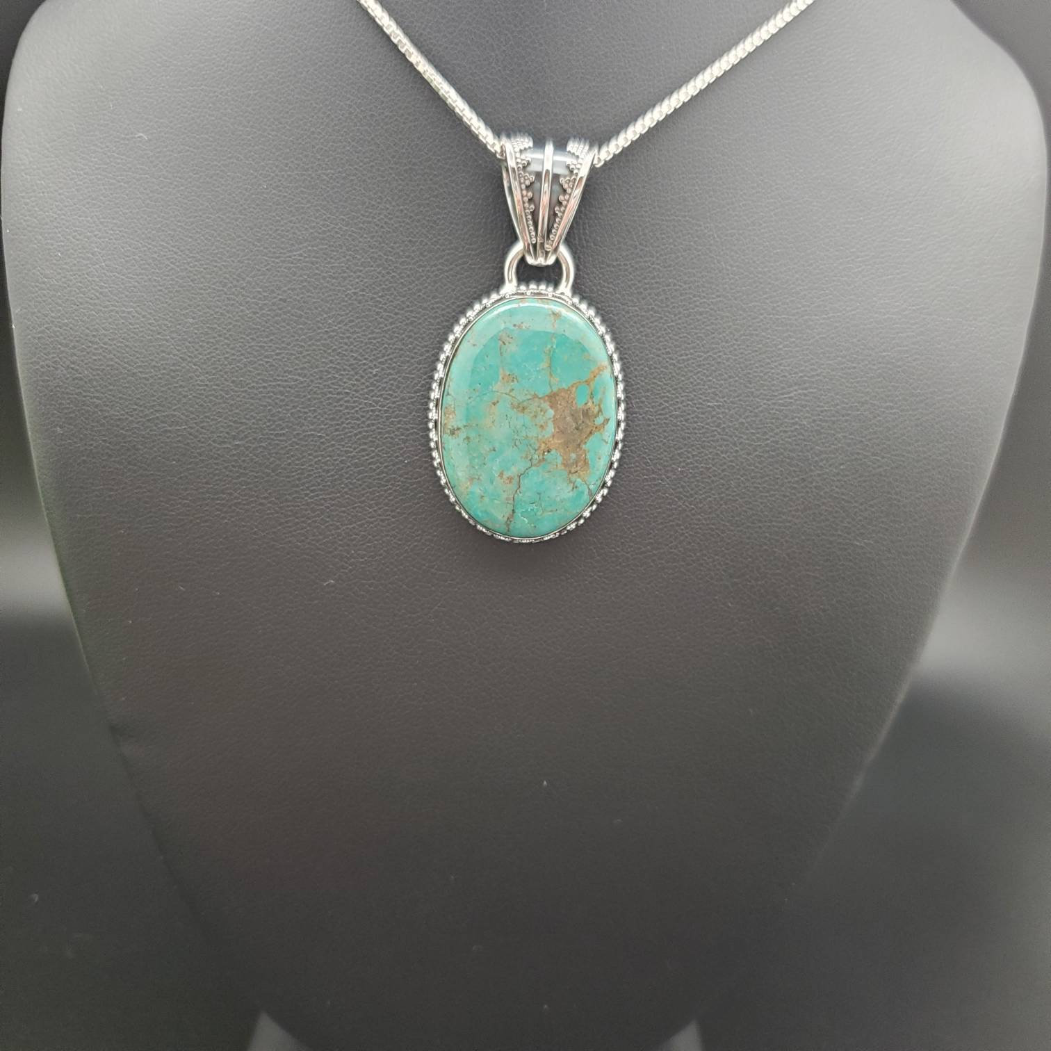 PLNT#147 | Unique Turquoise Necklace Pendant With Silver Chain Necklace ...