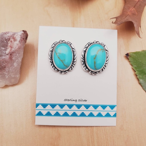 Large turquoise stud earrings deals