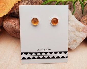 925ForHer 6 mm amberkleurige palen | Sterling zilveren gele amber Stud Oorbellen | Kleine Baltische Amber sieraden | Geel Amber post oorbellen gemaakt in de VS