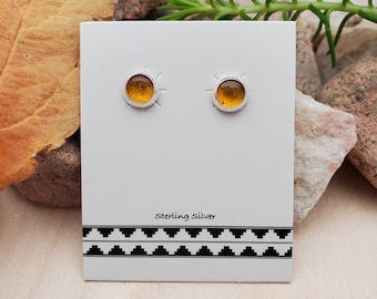 925ForHer 6mm Yellow Amber Studs | Sterling Silver Amber Stud Earrings | Simole Baltic Amber Jewelry | Everyday Earring Studs Made in USA