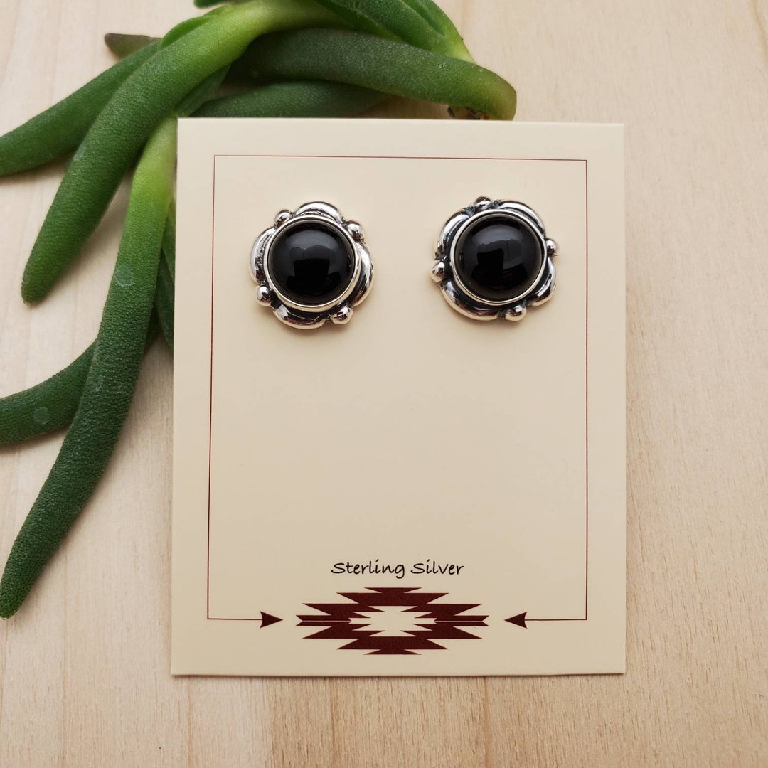 Vintage Schleife Ohrstecker - Schwarze Emaille Boho Ohrringe