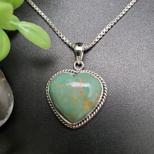 SFH #164 | Lovely Heart Turquoise Necklace Pendant Options Silver Chain | Sterling Silver Turquoise Pendant | Heart Shape Pendant For Her