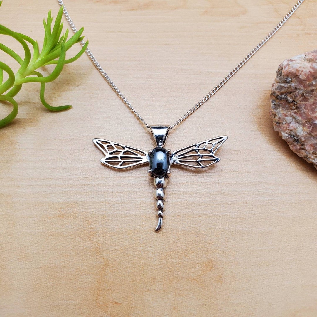 925forher Dainty Dragronfly Necklace Pendant With Silver Chain - Etsy