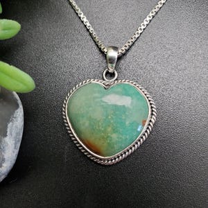 SFH #177 | Lovely Heart Turquoise Necklace Pendant Options Silver Chain | Sterling Silver Turquoise Pendant | Heart Shape Pendant For Her