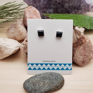 925ForHer 5mm Hematite Studs | Sterling Silver Hematite Square Stud Earrings | Hematite Jewelry | Dainty Square Healing Earrings Made in USA