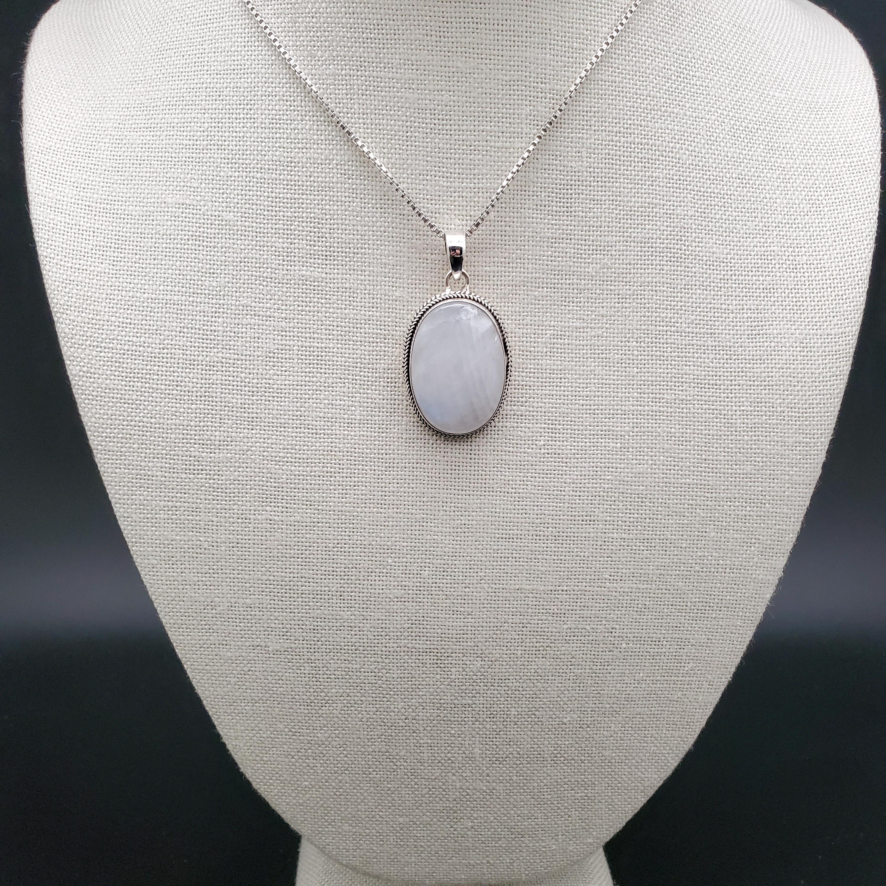 SFH #193 | Rainbow Moonstone Necklace Pendant Option Silver Chain