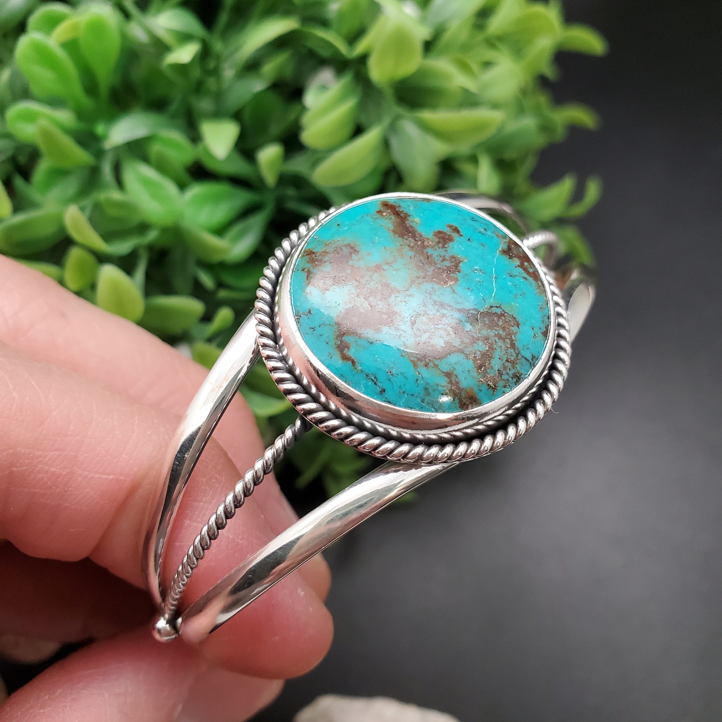 CW-007 | ブルー ターコイズ ブレスレット カフ | スターリング