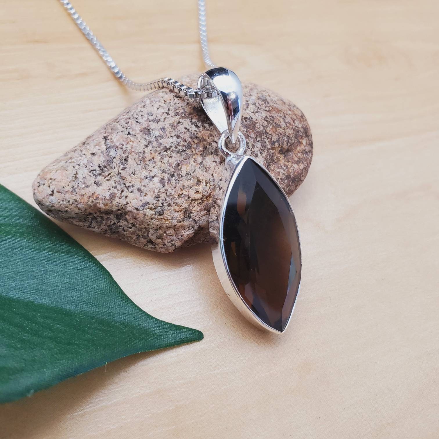 ネックレス・ペンダント Smoke Stone Collar Necklace SV#18 Big Faceted Smoky Quartz Necklace Pendant With Silver